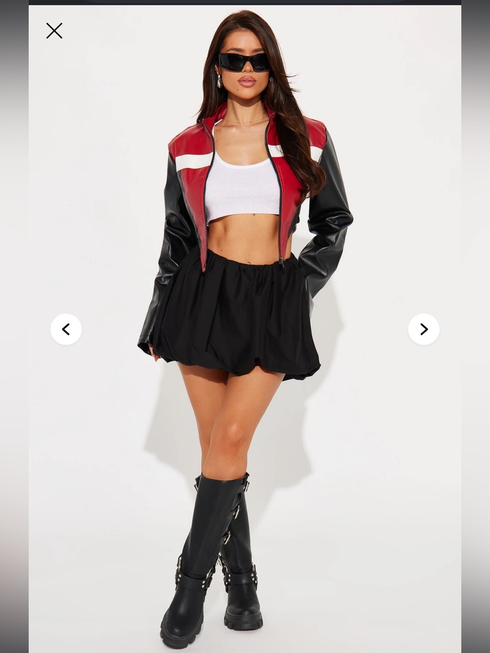 Fashion nova Crossed The Line Faux Leather Jacket - Burgundy/combo - Picture 3 of 6